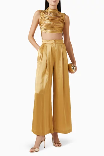Luz Perpetua Pleated Pants in Silk-satin