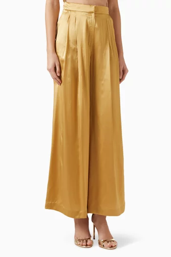 Luz Perpetua Pleated Pants in Silk-satin