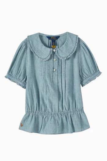 Logo Collar Ruched Top