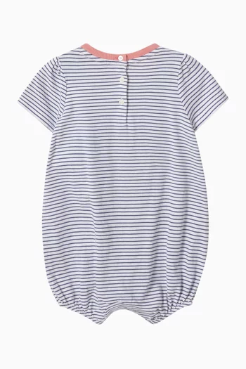 Logo Stripe Romper in Cotton
