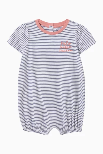 Logo Stripe Romper in Cotton