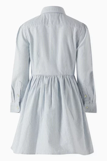 Striped Shirt Dress in Cotton Poplin