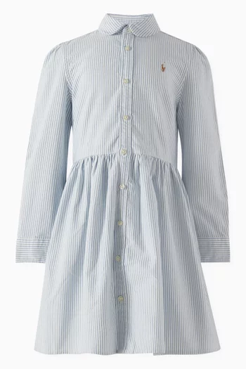 Striped Shirt Dress in Cotton Poplin