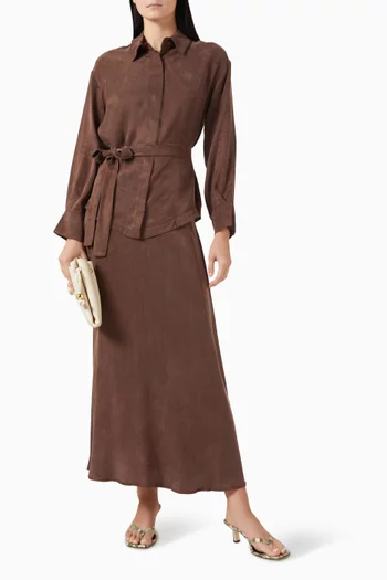 Liva Stoned Top & Skirt Set in Silk