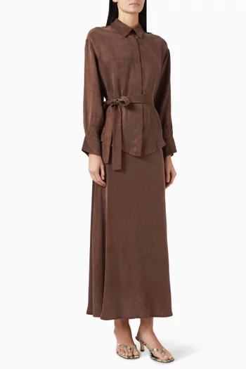 Liva Stoned Top & Skirt Set in Silk