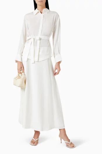 Liva Stoned Top & Skirt Set in Silk