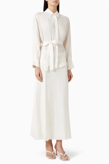 Liva Stoned Top & Skirt Set in Silk