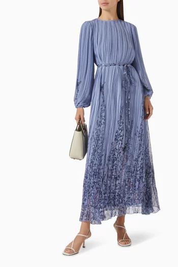 Hyacinth-print Midi Dress in Chiffon