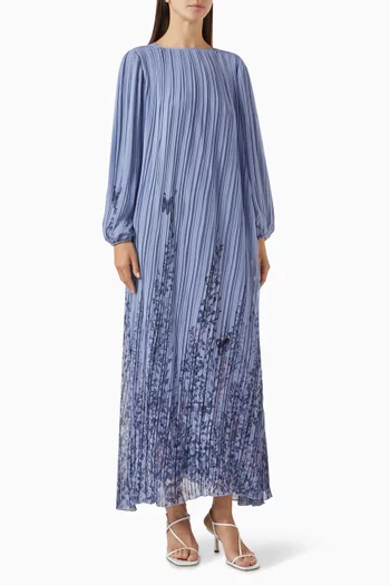 Hyacinth-print Midi Dress in Chiffon