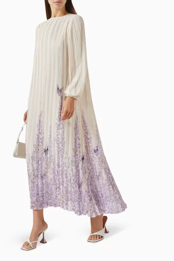 Hyacinth-print Midi Dress in Chiffon