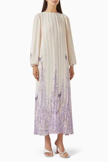 Hyacinth-print Midi Dress in Chiffon