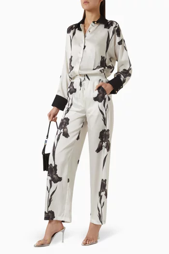Lily Patterned Pants Set in Twill