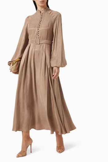 فستان جلوريا متوسط الطول بحزام