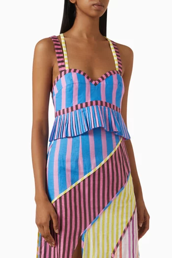 بلوزة جولييتا قصيرة مزيج كتان