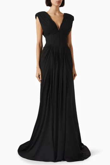 Percy Plunge-neck Gown