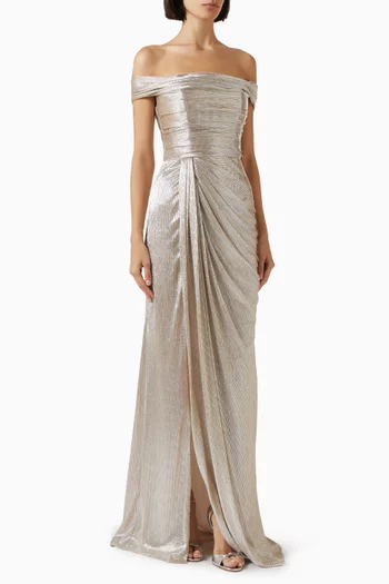 Jansen Gathered Off-shoulder Dress