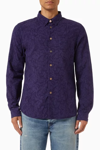 Floral Tailored-fit Shirt in Cotton Jacquard