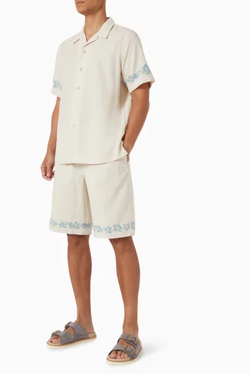 Floral Shorts in Lyocell-cotton Blend