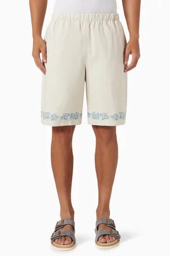 Floral Shorts in Lyocell-cotton Blend