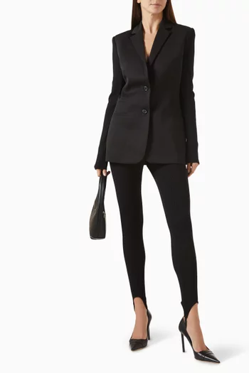 بنطال بخصر مرتفع وأشرطة أسفل القدم نسيج