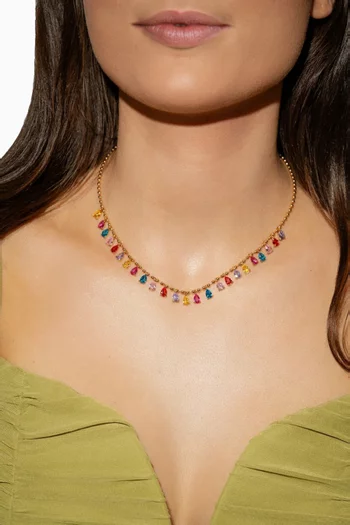 Mirror Drop Rainbow Necklace in 18kt Gold-plated Brass