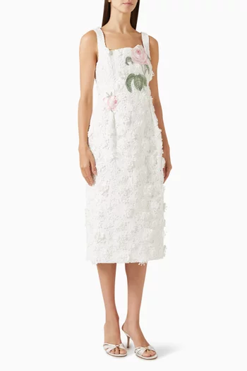 فستان لاريسا متوسط الطول بتطريزات دانتيل