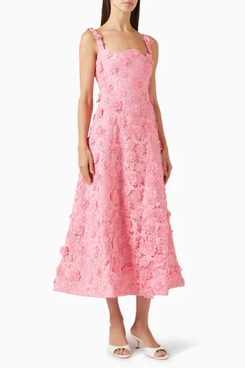 Odette Floral Midi Dress in Lace