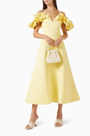 Annie Off-shoulder Frill Midi Dress