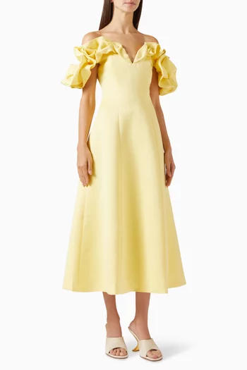 Annie Off-shoulder Frill Midi Dress