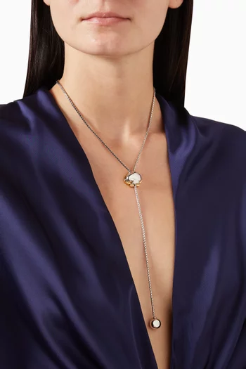 Sculpted Spade Lariat Necklace in Silver-plated Brass