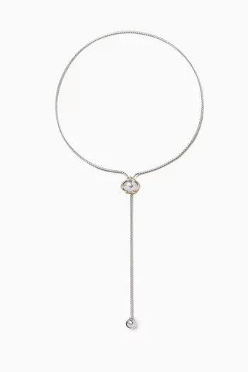 Sculpted Spade Lariat Necklace in Silver-plated Brass