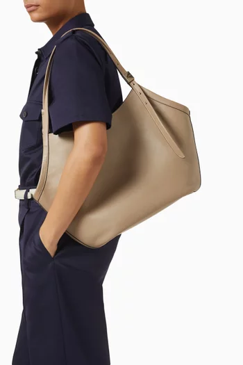 The Deco Tulip Tote Bag in Fine-Grain Leather