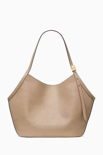The Deco Tulip Tote Bag in Fine-Grain Leather