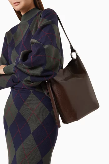 Large Halo Bucket Bag in Glazed Leather
