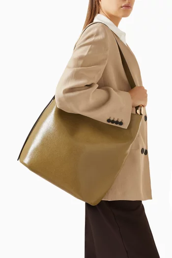 Halo Large Bucket Bag in Glazed Leather