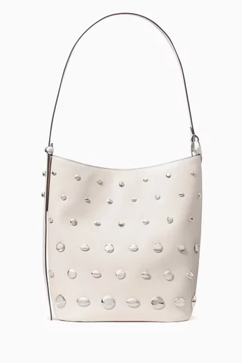 Halo Studded Bucket Bag in Leather