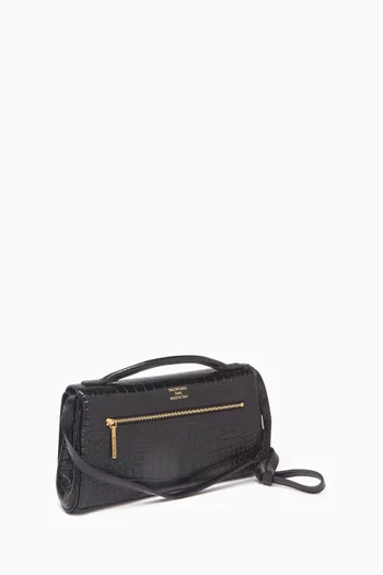 Bel Air Clutch in Croc-embossed Calfskin