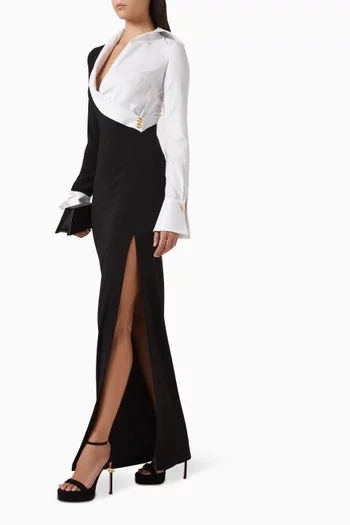 Two-tone Dress in Crepe