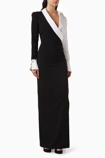 Two-tone Dress in Crepe