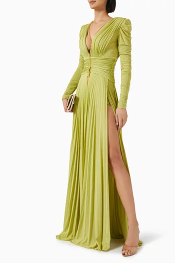 Pleated Maxi Dress in Lurex-jersey