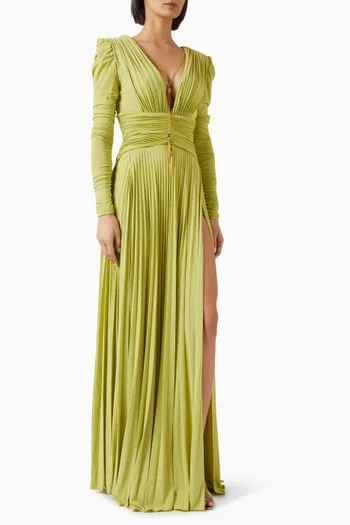 Pleated Maxi Dress in Lurex-jersey