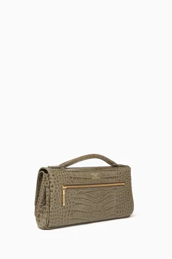 Bel Air Clutch in Croc-embossed Calfskin