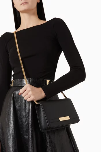 Flap Shoulder Bag in Faux Leather