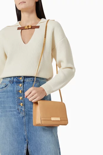Flap Shoulder Bag in Faux Leather