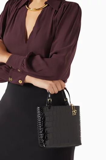 Mini Tote Bag in Croc-embossed Leather