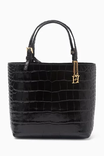 Mini Tote Bag in Croc-embossed Leather