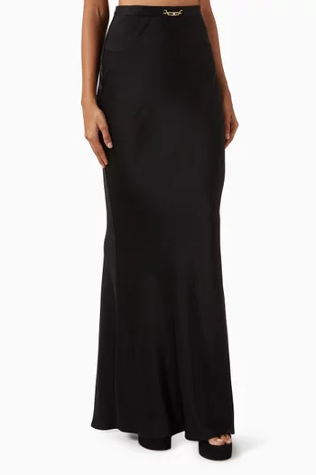 ワンピース ELISABETTA FRANCHI Women Mid Skirts AB75151E2 110 Black ELISABETTA FRANCHI Women's black midi skirt in viscose satin