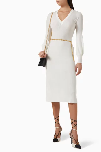 Belted Dress in Rib-knit