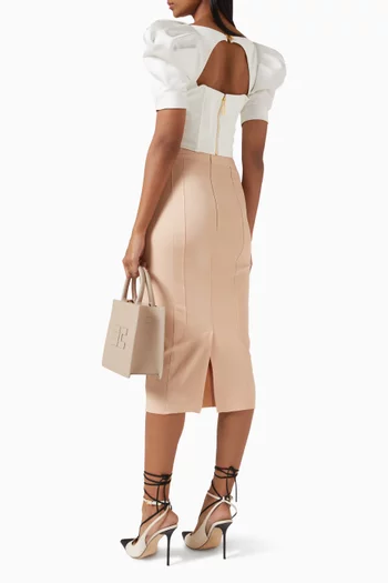 Puff-sleeve Crop Top in Crepe & Satin