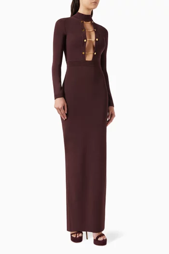 Jewel High-neckline Maxi Dress in Knit